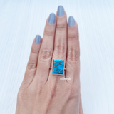 Blue Copper Turquoise Silver Ring