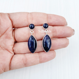 Blue Sunstone Marquise Silver Earring