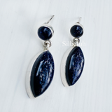 Blue Sunstone Marquise Silver Earring