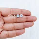 Blue Topaz Square Silver Stud