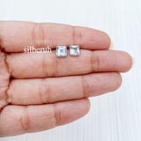 Blue Topaz Square Silver Stud