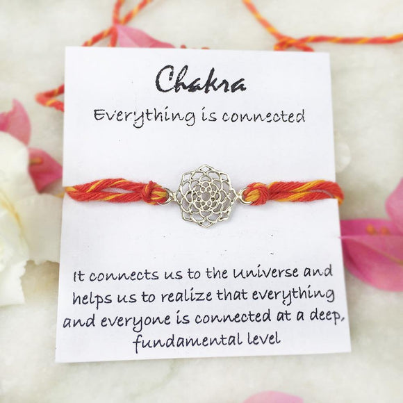 Chakra 925 Silver Rakhi on Red Thread