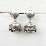 Classic sterling silver jhumka earrings for festive and ethnic wear