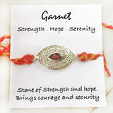 Natural Garnet Gemstone Rakhi in Silver