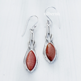 Golden Sunstone Marquise Silver Earring