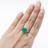 Green Onyx Facetted Adjustable Silver Ring