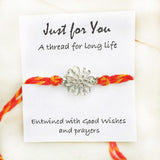 Just For You 925 silver rakhi charm on red-yellow thread