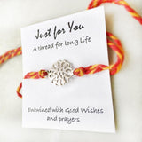 Just For You 925 silver rakhi charm on red-yellow thread