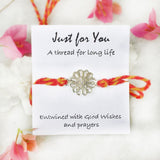 Just For You 925 silver rakhi charm on red-yellow thread