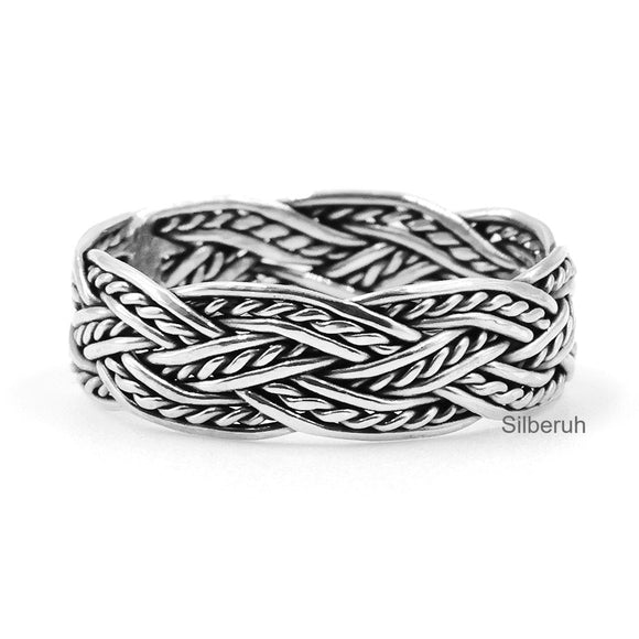 Knotted Silver Band Ring