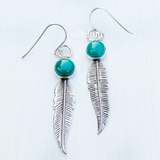 Malachite Feather Silver Earring