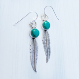 Malachite Feather Silver Earring