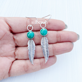 Malachite Feather Silver Earring