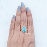 Natural Turquoise Marquise Silver Ring