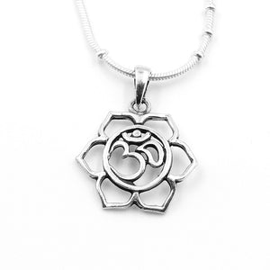 Om Lotus Silver Pendant