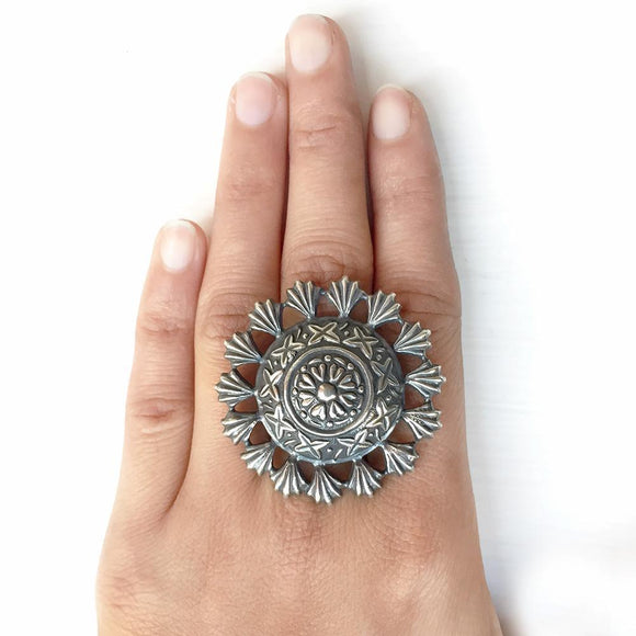 Tribal Adjustable Silver Ring