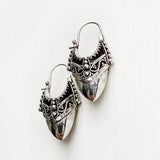 TRIBAL SILVER BALI HOOP EARRING