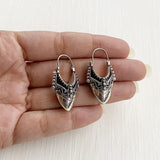 TRIBAL SILVER BALI HOOP EARRING