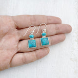 TURQUOISE SQUARE SILVER EARRING
