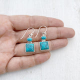 TURQUOISE SQUARE SILVER EARRING