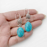 TURQUOISE JALI SILVER EARRING