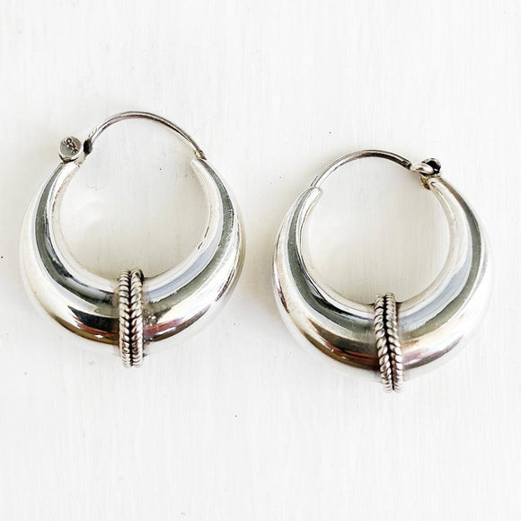 Silver Bali Hoop Earring