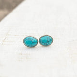 TURQUOISE OVAL SILVER STUD