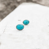 TURQUOISE OVAL SILVER STUD