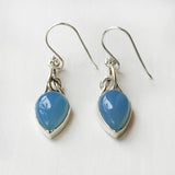 Blue Chalcedony Knot Silver Earring