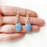 Blue Chalcedony Knot Silver Earring