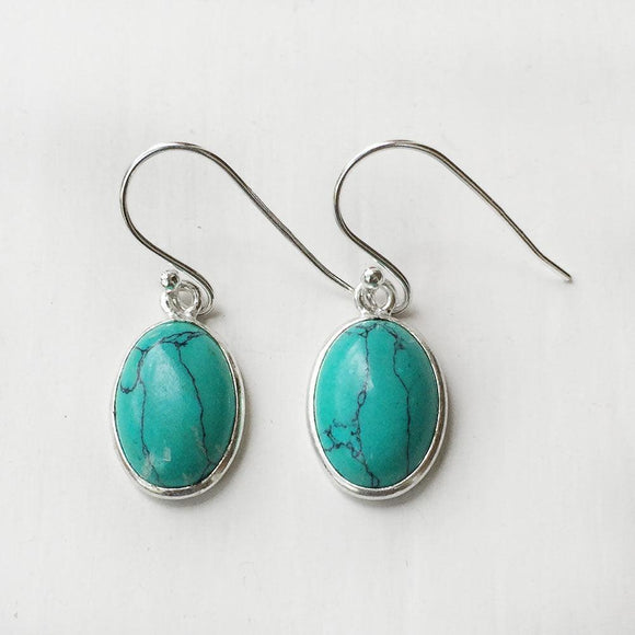 Turquoise Silver Oval Earring