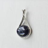 Blue Sunstone Drop Silver Pendant