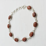 Golden Sunstone Oval Silver Bracelet