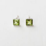 Facetted Peridot Square Silver Stud - SILBERUH