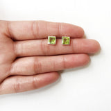 Facetted Peridot Square Silver Stud - SILBERUH