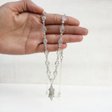 RAINBOW MOONSTONE SILVER TASSEL NECKLACE