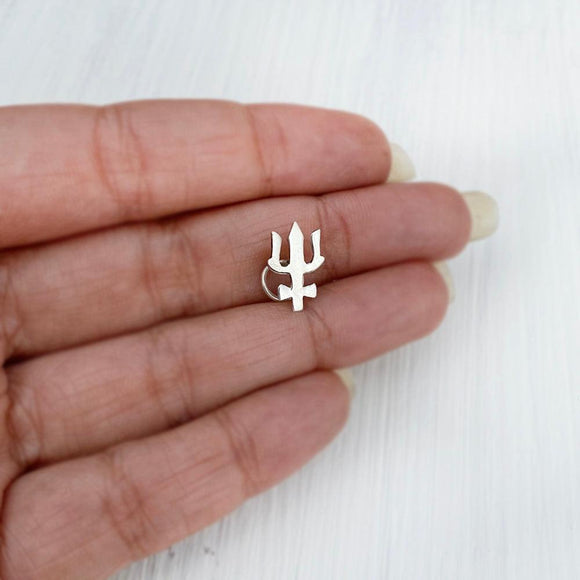 Trishul Silver Nose Pin