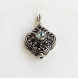 Blue Topaz Poison Box Silver Pendant