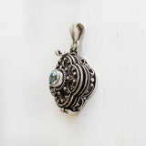 Blue Topaz Poison Box Silver Pendant