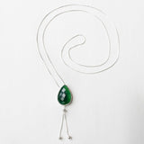 Green Onyx Drop Silver Necklace