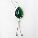 Green Onyx Drop Silver Necklace
