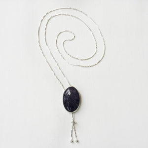 Blue Sunstone Silver Necklace