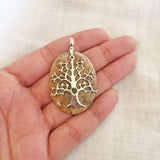 Fossil Coral Tree of Life Silver Pendant