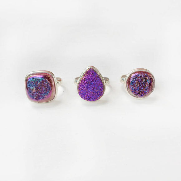 TITANIUM DRUZY SILVER RING