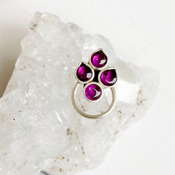 Garnet Silver Nose Pin