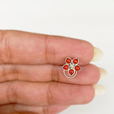 Coral Phool Silver Nose Pin