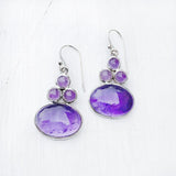 AMETHYST OVAL SILVER EARRING