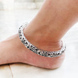Tribal Silver Ankle Kada