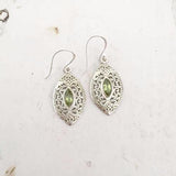 FILIGREE FACETTED PERIDOT SILVER EARRING - SILBERUH