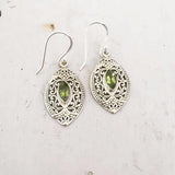 FILIGREE FACETTED PERIDOT SILVER EARRING - SILBERUH